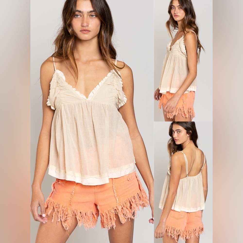 3-Pack Lightweight Ruffle Camisole Tank Top